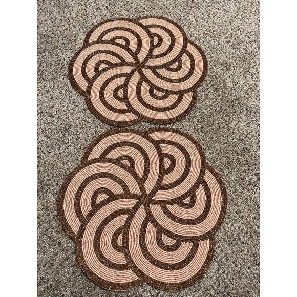 Pier One Beaded Pink/Brown Place Mat of 2 - Picture 1 of 4